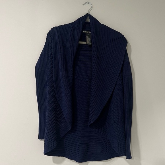 Ralph Lauren Black Label Cotton Ribbed Circle Cardigan Sweater S - Picture 2 of 5